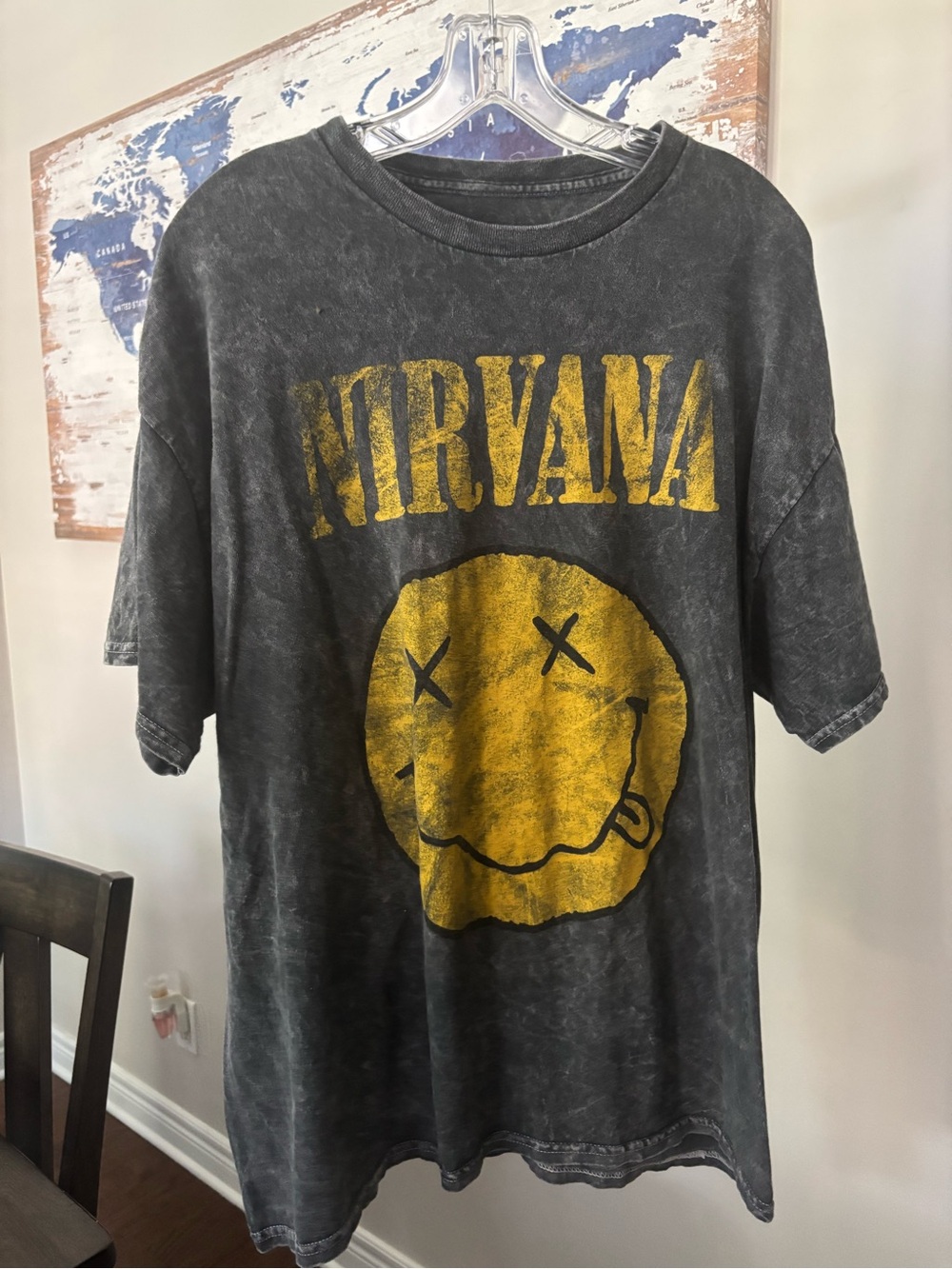 NIRVANA Black Tee with White Smiley Logo
